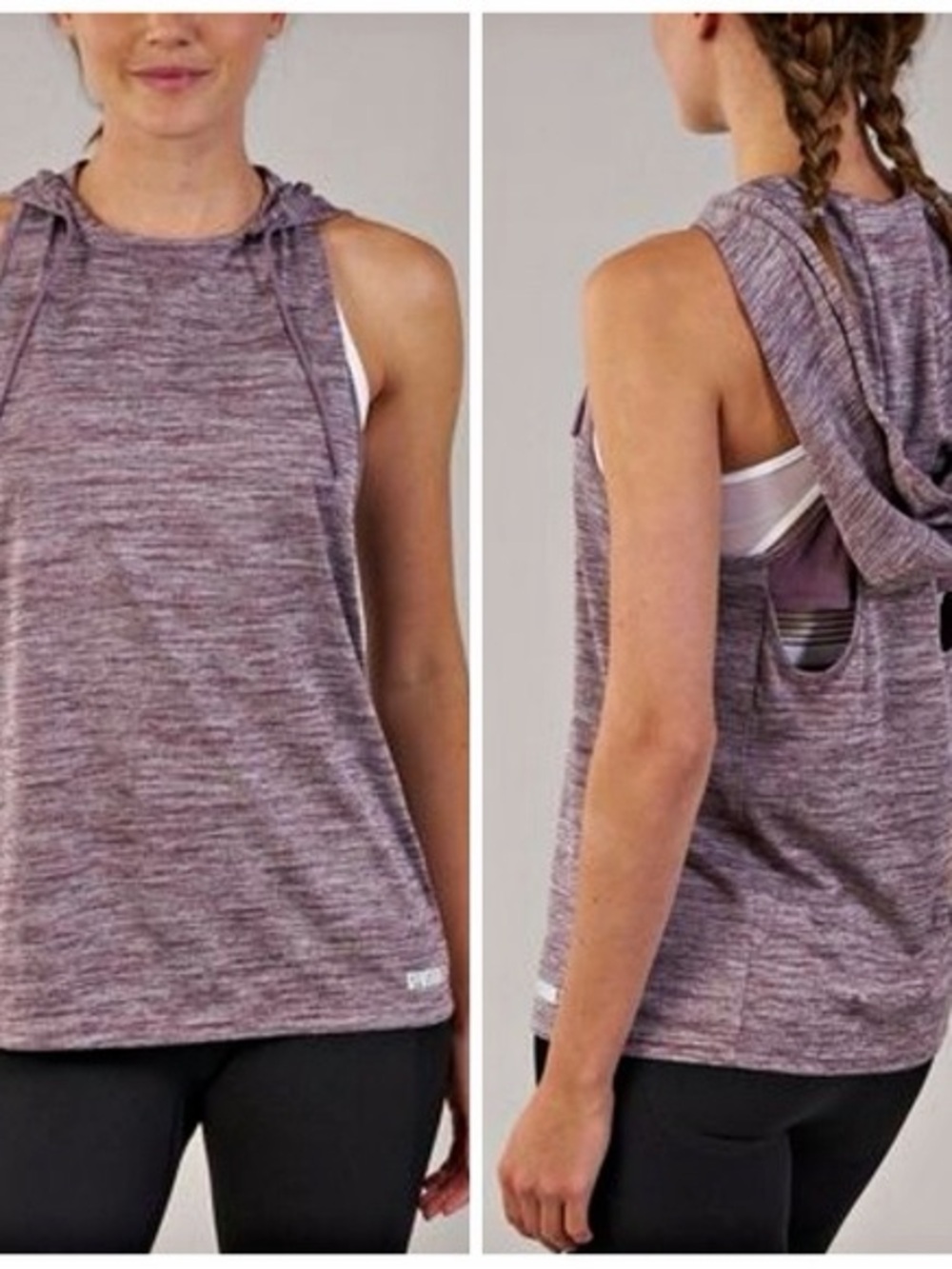 Gymshark Purple Space-Dye Hooded Sleeveless Tank